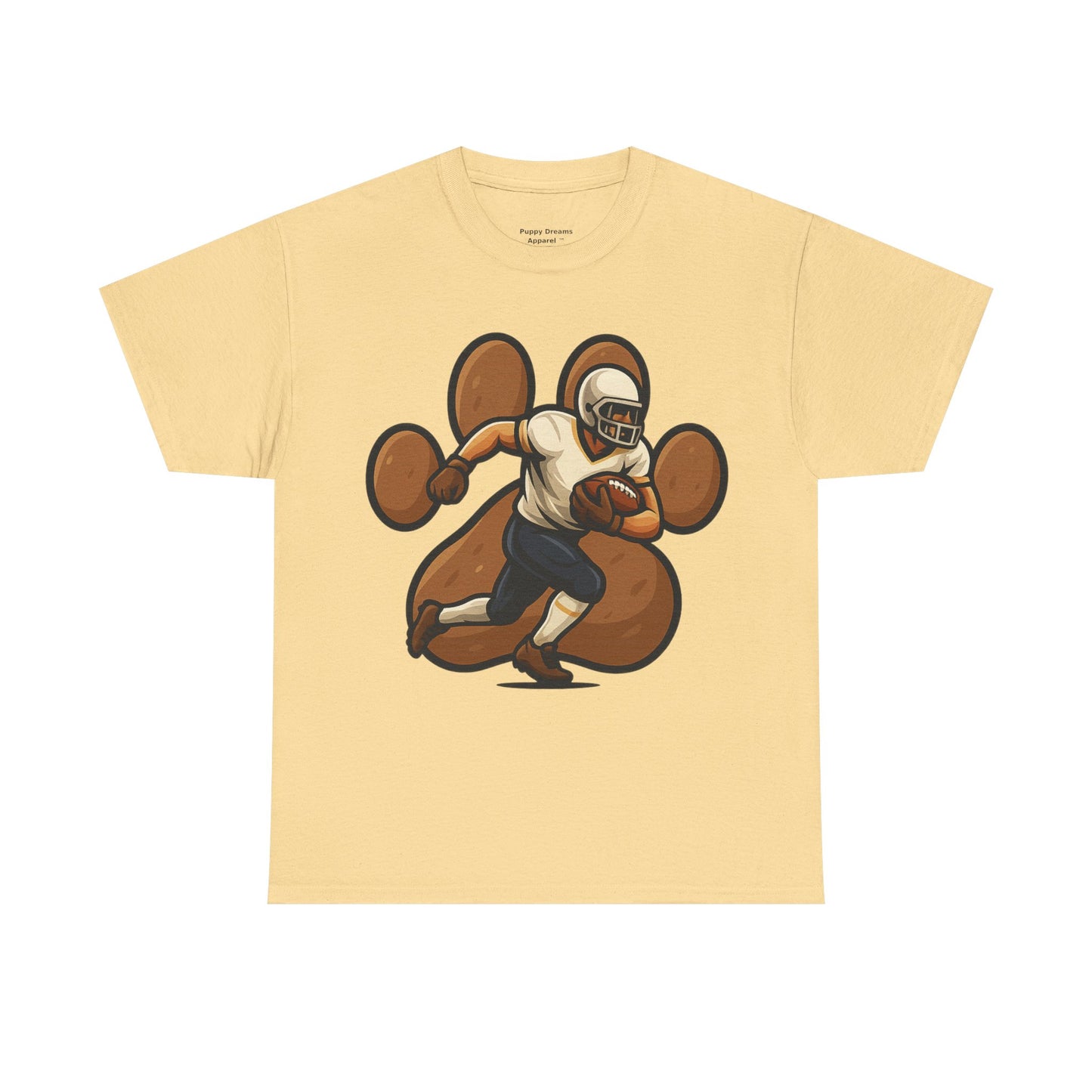 Football Paw Print Tee - Unisex Heavy Cotton T-Shirt, Sports Fan Gift, Game Day Apparel, Casual Wear, Team Spirit Tops
