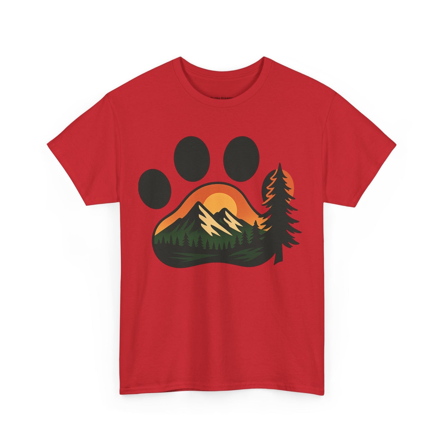 Nature-Inspired Paw Print Tee | Unisex Heavy Cotton T-Shirt for Animal Lovers, Outdoor Enthusiasts, Hiking, Camping, Gift Idea