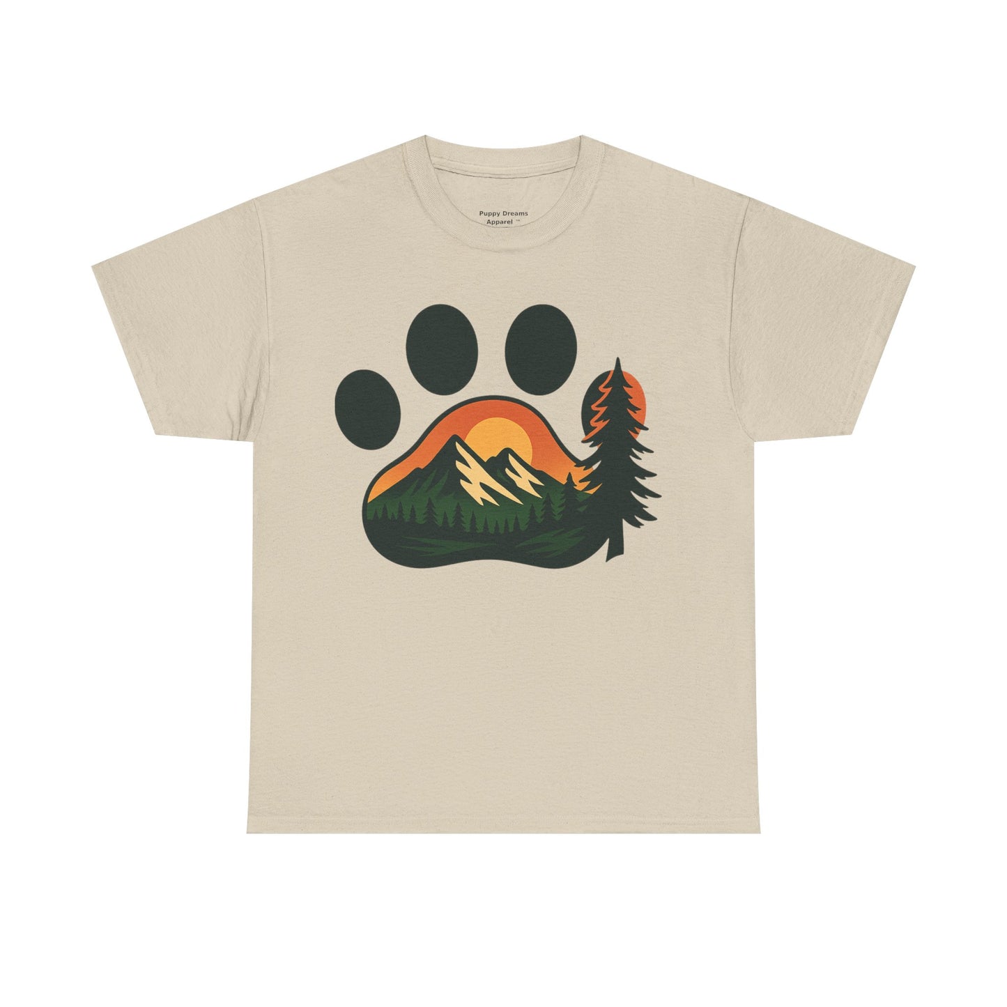 Nature-Inspired Paw Print Tee | Unisex Heavy Cotton T-Shirt for Animal Lovers, Outdoor Enthusiasts, Hiking, Camping, Gift Idea