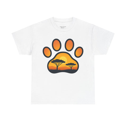 Sunset Paw Print Unisex Tee, Animal Lover Shirt, Nature Graphic T-Shirt, Gift for Pet Owners, Outdoor Adventure Apparel
