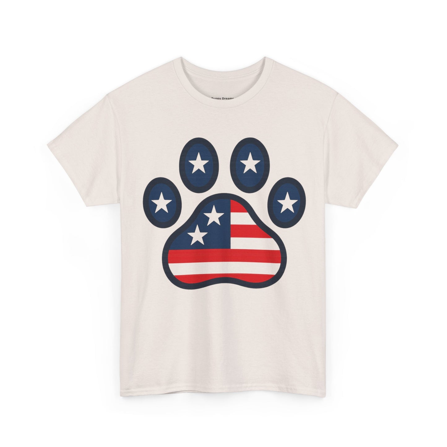 Patriotic Paw Print Tee, Cute Pet Lover T-shirt, Fashion Gift for Dog Owners, 4th of July Shirt, Casual Cotton Top