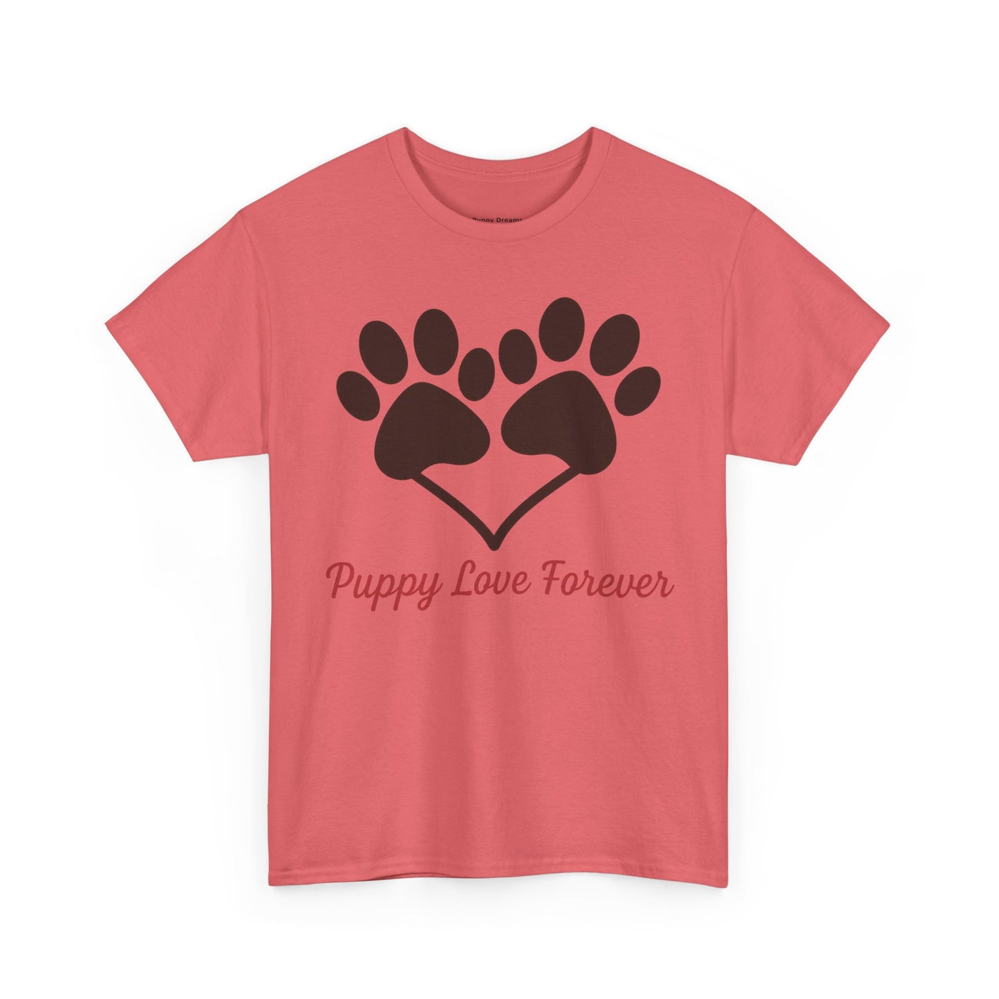 Puppy Love Forever Unisex Heavy Cotton Tee, Dog Lover Gift, Heart Paw Print Shirt, Pet Adoption Awareness, Animal Rescue T-Shirt