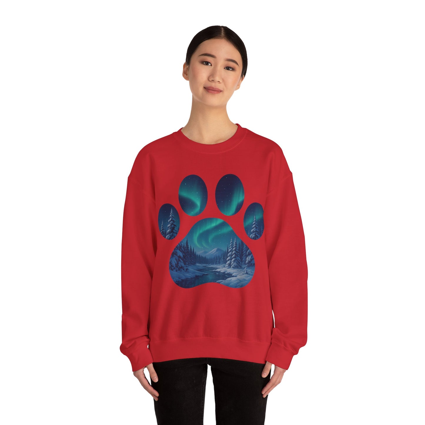 Cozy Wilderness Paw Print Sweatshirt | Unisex Crewneck, Nature Lover Gift, Eco-Friendly Apparel, Perfect for Campers, Animal Lovers