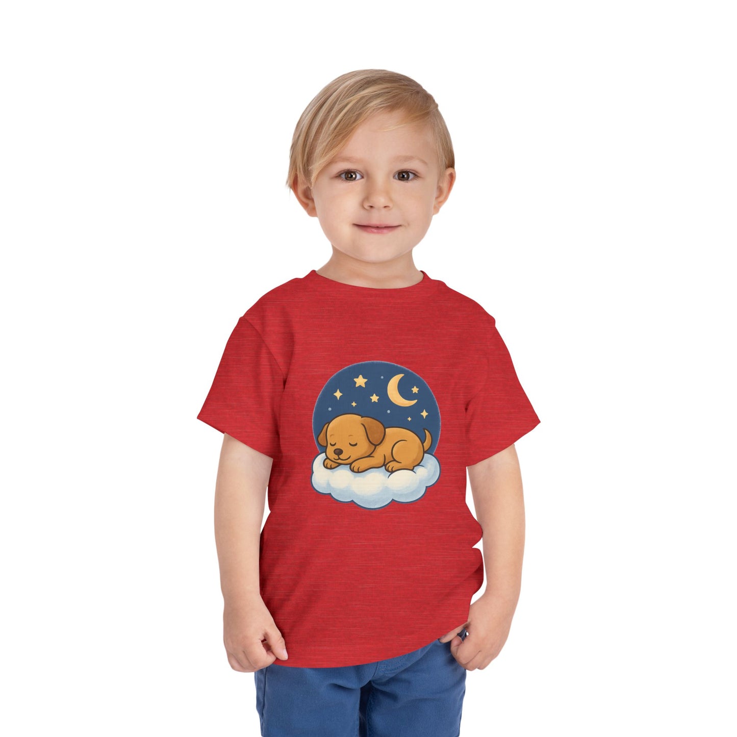 Sleepy Puppy Toddler Tee, Cute Dog Kids Shirt, Toddler Sleepwear, Baby Gift, Animal T-Shirt, Stars and Moon Design