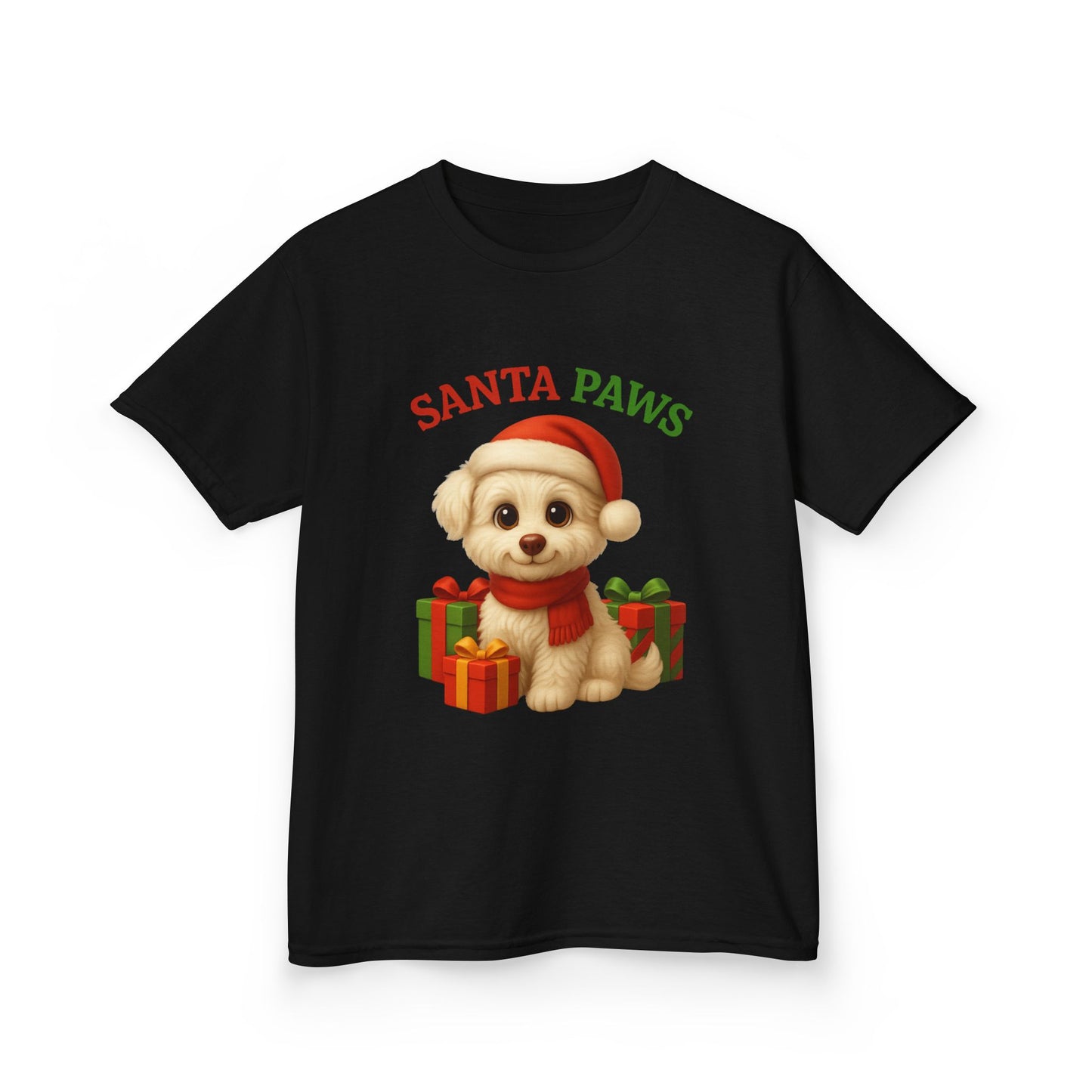 Santa Paws Kids Tee, Cozy Holiday T-Shirt for Children, Cute Christmas Apparel, Pet Lover Gift, Festive Kidswear