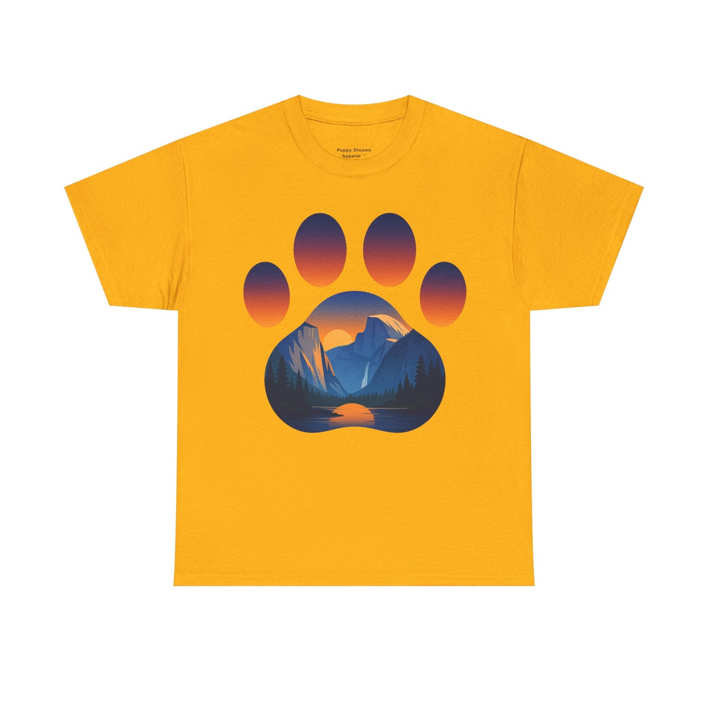 Mountain Sunset Paw Print Tee for Animal Lovers, Unisex Cotton Shirt, Gift for Pet Owners, Nature-Themed T-Shirt, Casual Wear