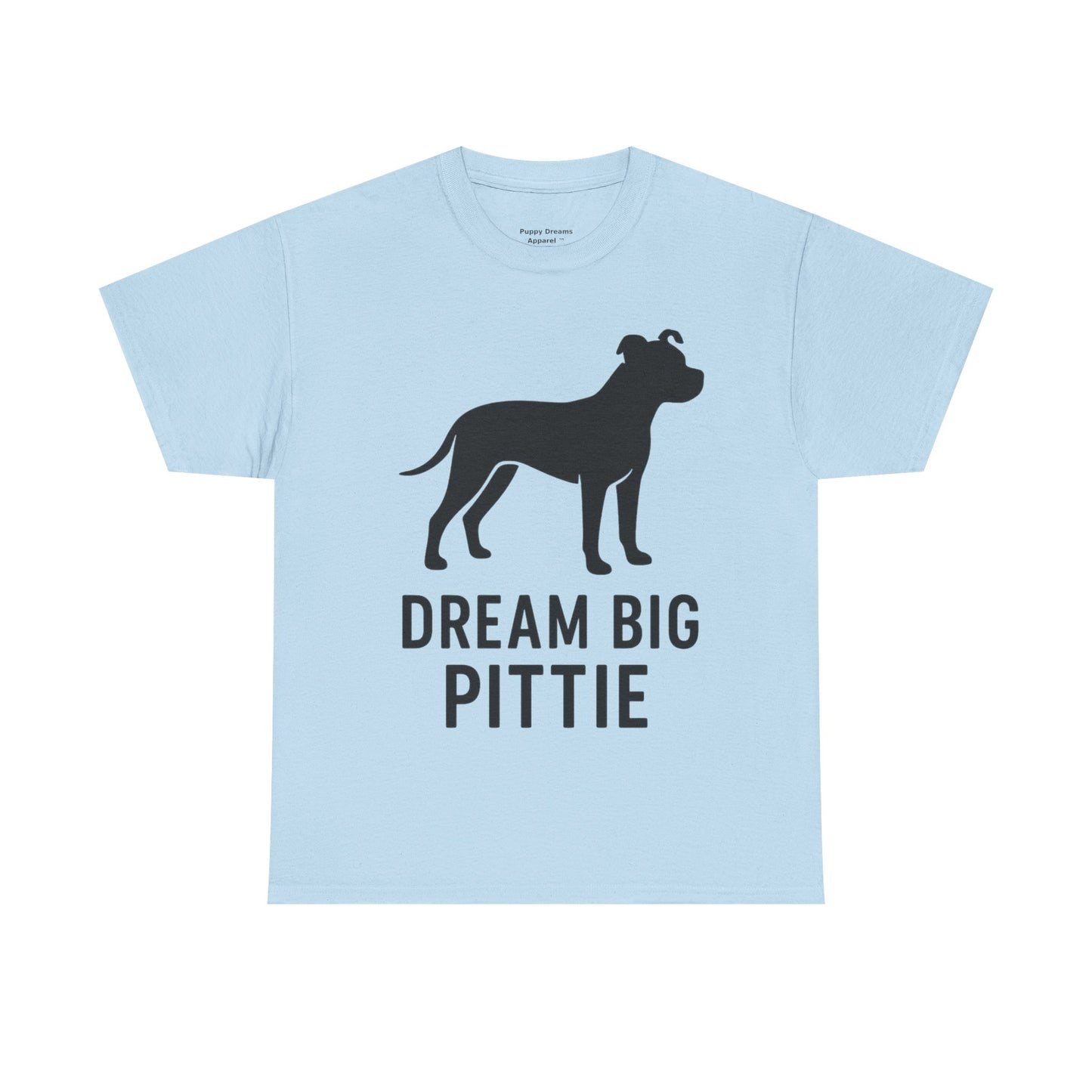 Unisex Heavy Cotton Tee with 'Dream Big Pittie' Design, Pet Lover Shirt, Gifts for Dog Owners, Animal Rescue Apparel, Dog Mom Gift