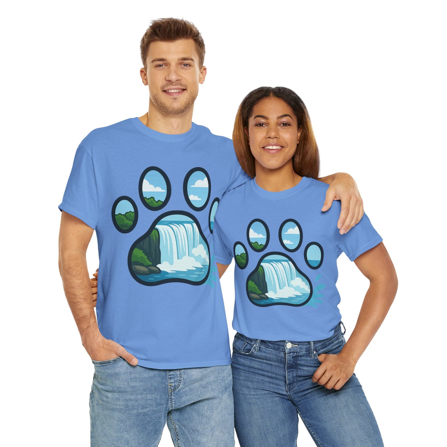 Nature-Inspired Paw Print Tee, Unisex Heavy Cotton Tee, Cute Animal Shirt, Outdoor Lover Gift, Eco-Friendly Apparel, Casual Wear