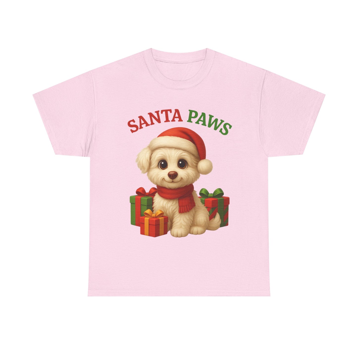 Santa Paws Unisex Heavy Cotton Tee - Festive Holiday Shirt, Christmas Dog Lovers, Pet Gifts, Cute Animal Apparel, Winter Tee