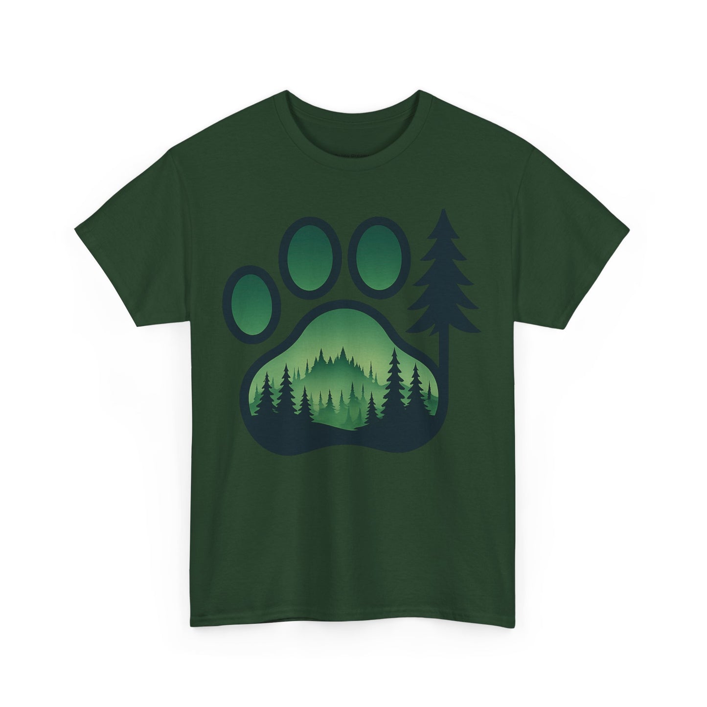 Eco-Friendly Unisex Cotton Tee with Forest and Paw Print Design, Nature Lover Gift, Animal Advocacy T-Shirt, Adventure Wear, Casual Outfit