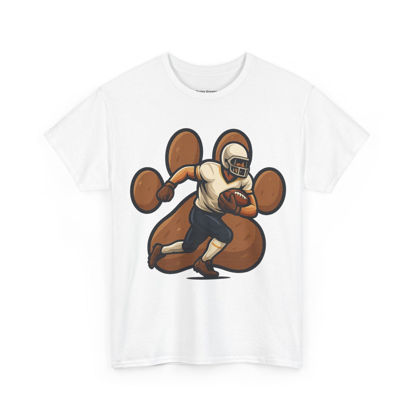Football Paw Print Tee - Unisex Heavy Cotton T-Shirt, Sports Fan Gift, Game Day Apparel, Casual Wear, Team Spirit Tops