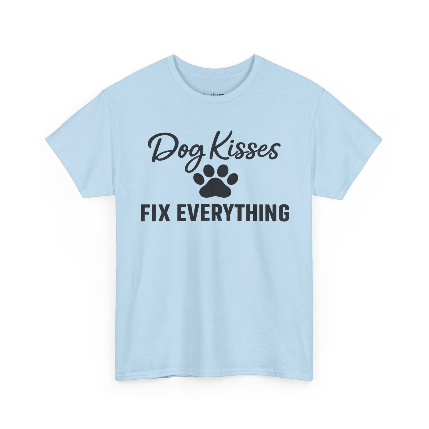 Dog Kisses Fix Everything Unisex Heavy Cotton Tee, Pet Lover Shirt, Gift for Dog Owners, Animal Rescue Supporter Tee, Casual Everyday Wear