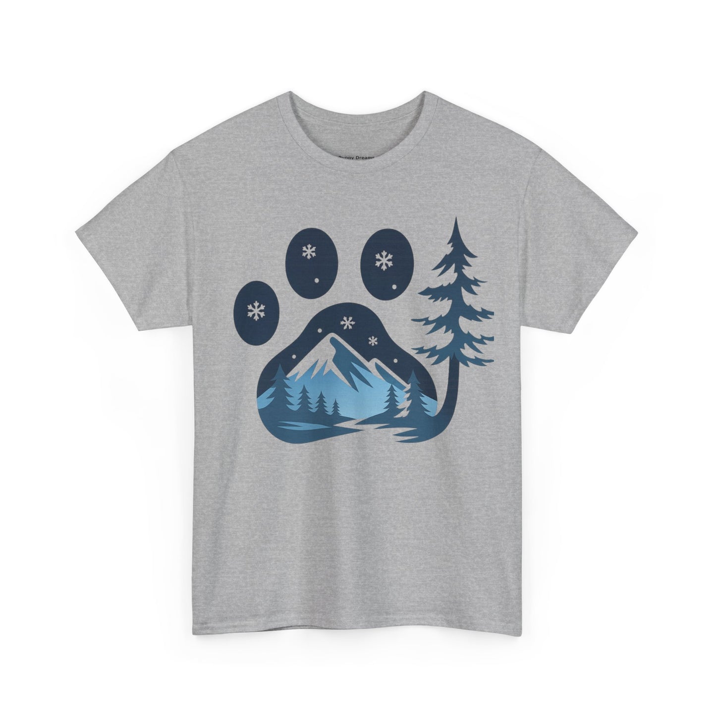 Mountain Paw Print Tee, Nature Lover Gift, Hiking T-Shirt, Animal Print Shirt, Unisex Graphic Tee, Outdoor Adventure Wear