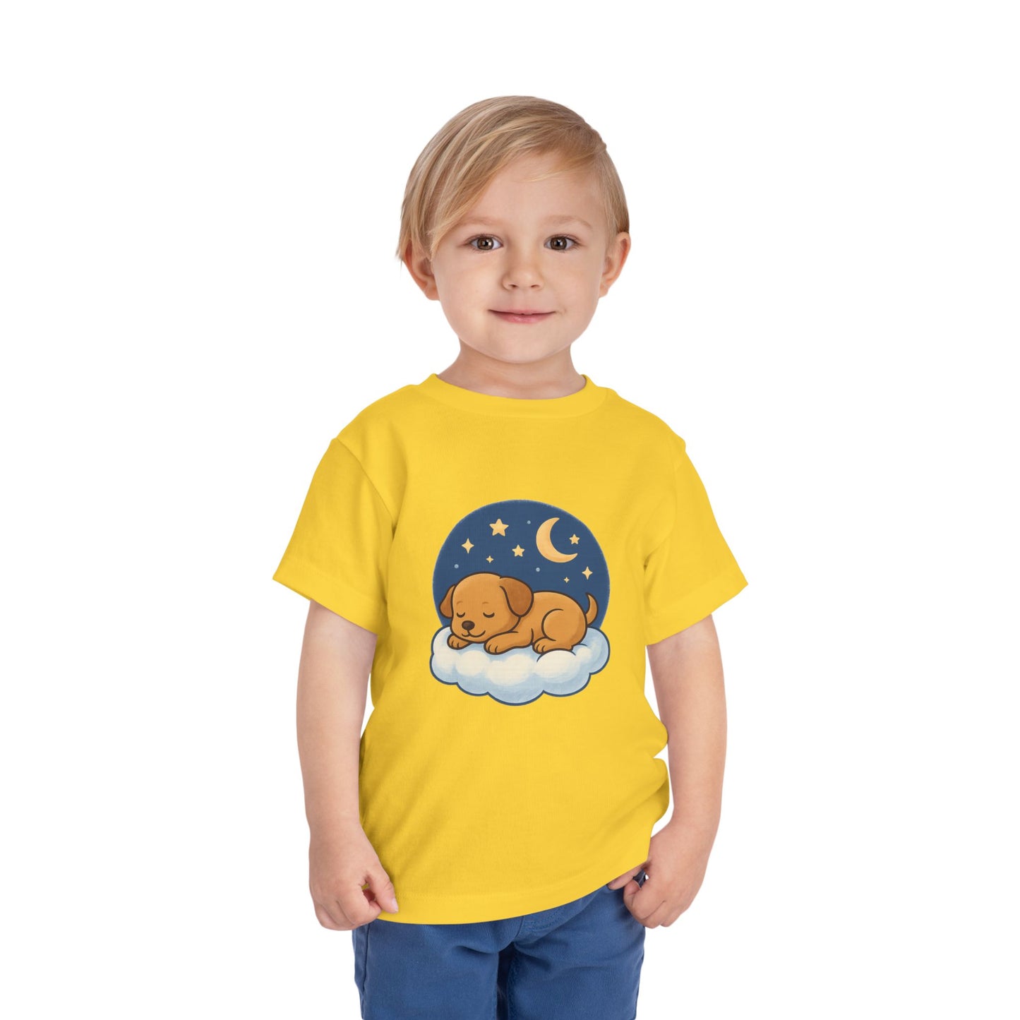 Sleepy Puppy Toddler Tee, Cute Dog Kids Shirt, Toddler Sleepwear, Baby Gift, Animal T-Shirt, Stars and Moon Design