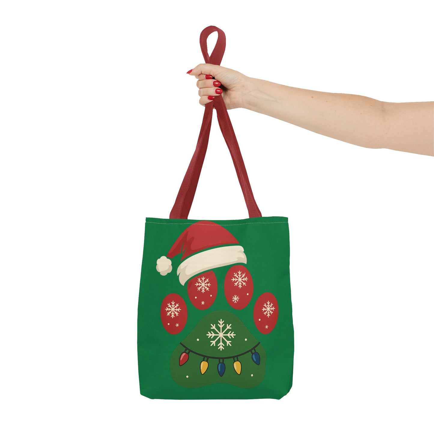 Festive Animal Paw Print Tote Bag, Holiday Shopper Tote, Christmas Gift Bag, Eco-Friendly Holiday Tote, Pet Lover's Tote