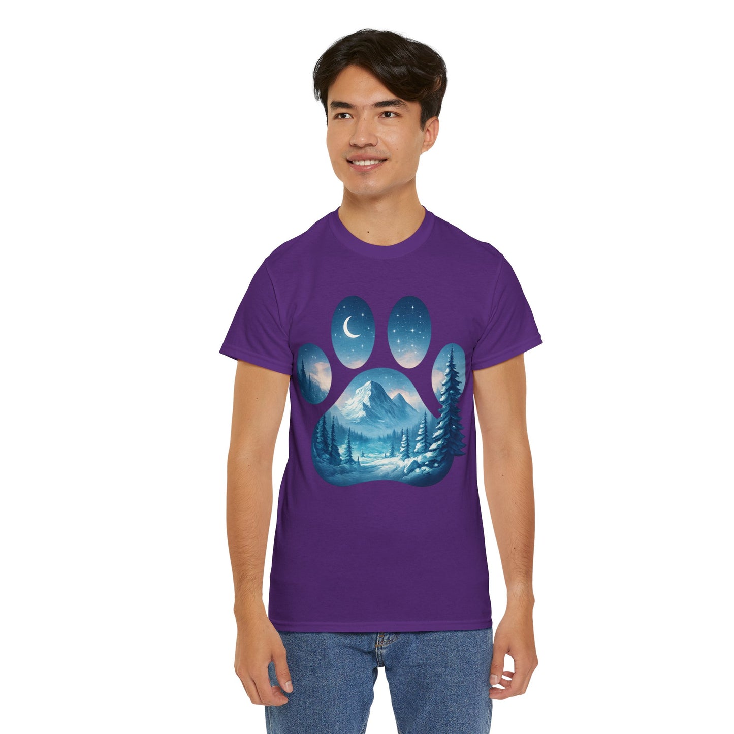 Nature-Inspired Paw Print Tee, Ideal for Pet Lovers, Perfect Gift for Birthdays, Relaxed Fit, Outdoor Adventures, Eco-Friendly