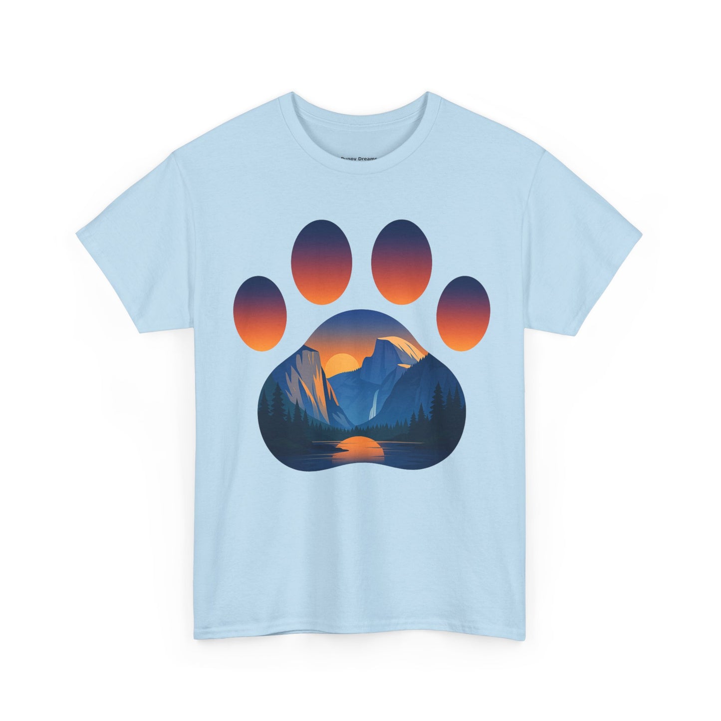Mountain Sunset Paw Print Tee for Animal Lovers, Unisex Cotton Shirt, Gift for Pet Owners, Nature-Themed T-Shirt, Casual Wear