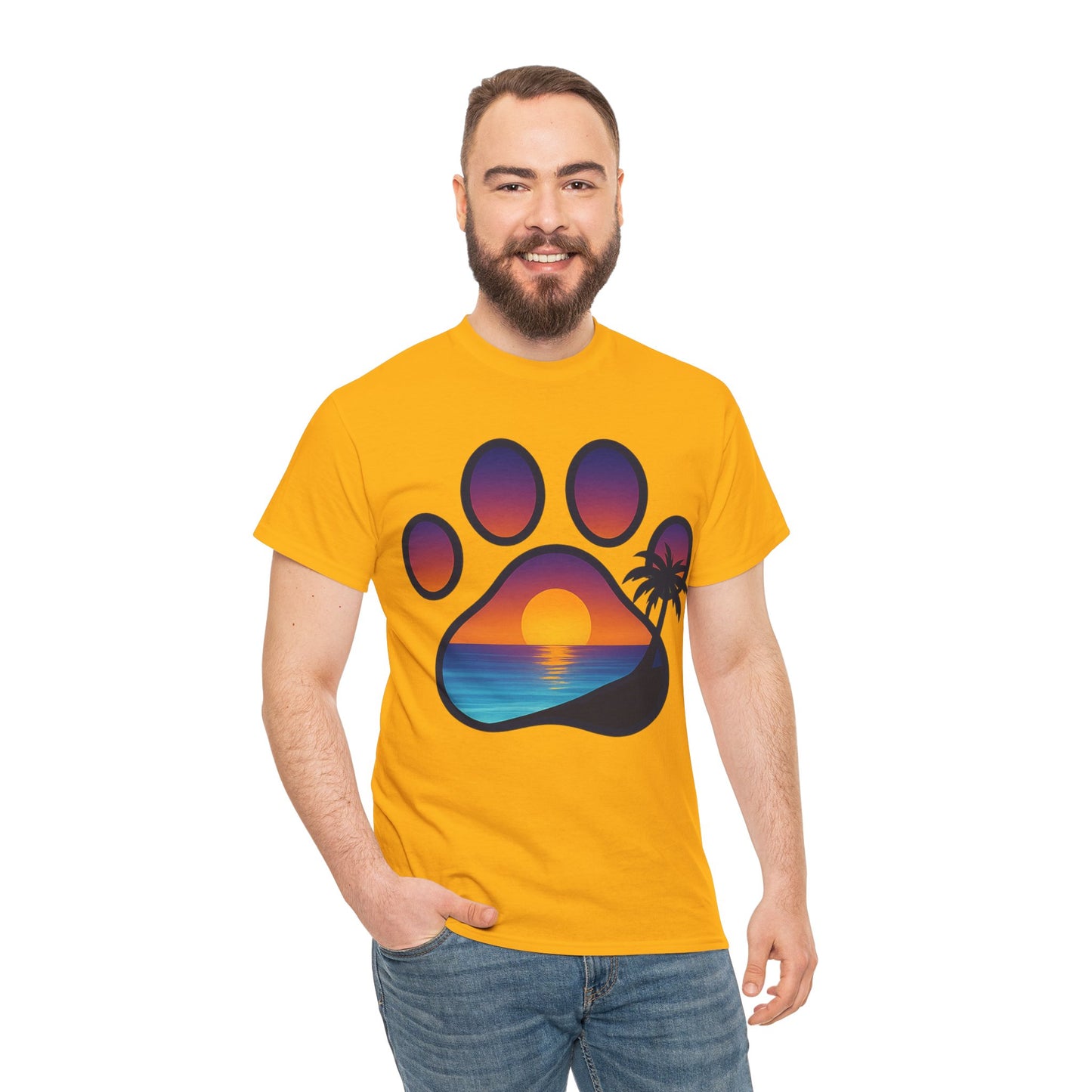 Sunset Beach Paw Print Tee | Pet Lovers Shirt, Gift for Dog Owners, Casual Wear, Summer Vibes, Animal Lover Apparel