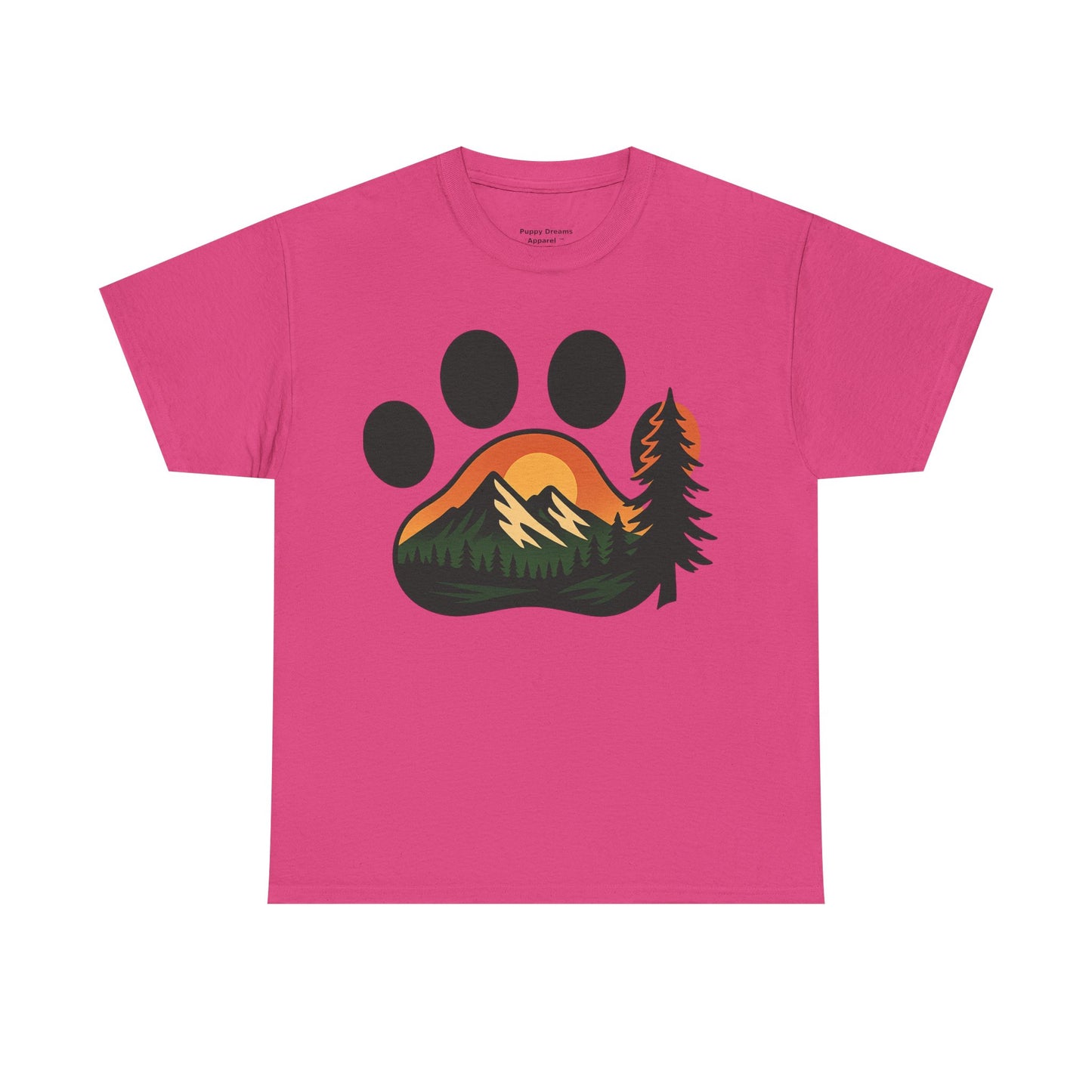 Nature-Inspired Paw Print Tee | Unisex Heavy Cotton T-Shirt for Animal Lovers, Outdoor Enthusiasts, Hiking, Camping, Gift Idea