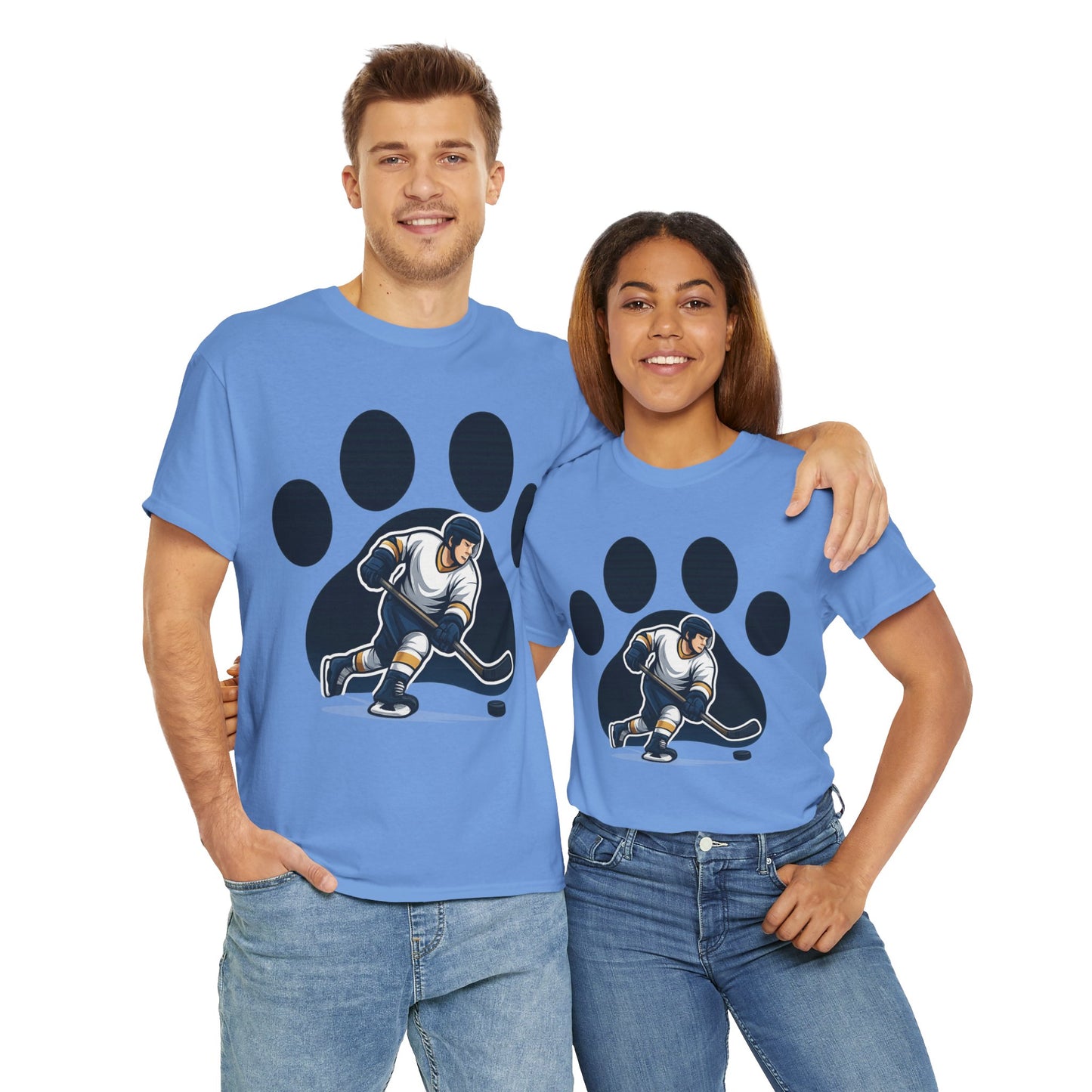 Hockey Paw Print Tee - Perfect for Ice Hockey Fans, Game Day Wear, Sports Events, Gifts for Athletes, Unisex Heavy Cotton T-Shirt
