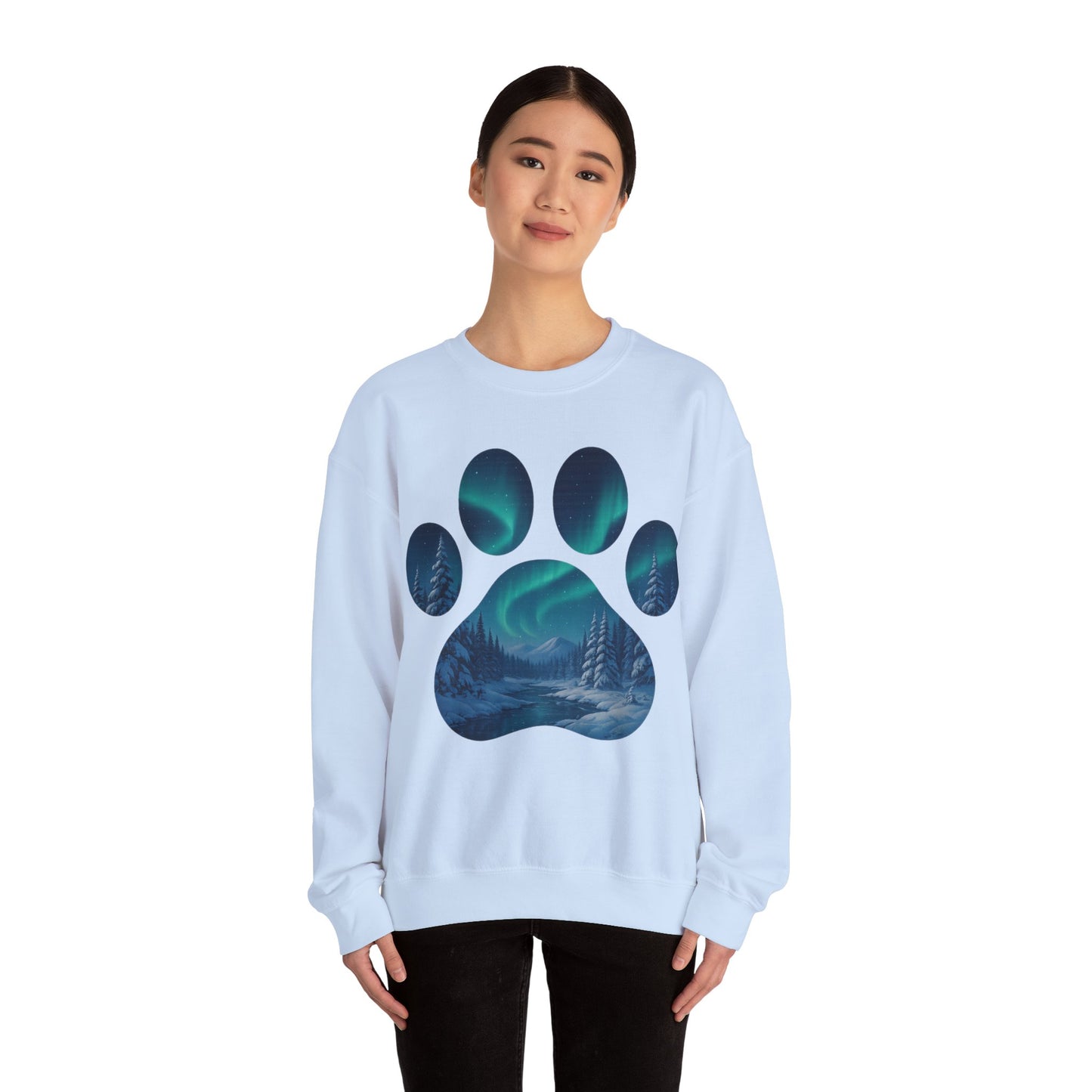 Cozy Wilderness Paw Print Sweatshirt | Unisex Crewneck, Nature Lover Gift, Eco-Friendly Apparel, Perfect for Campers, Animal Lovers