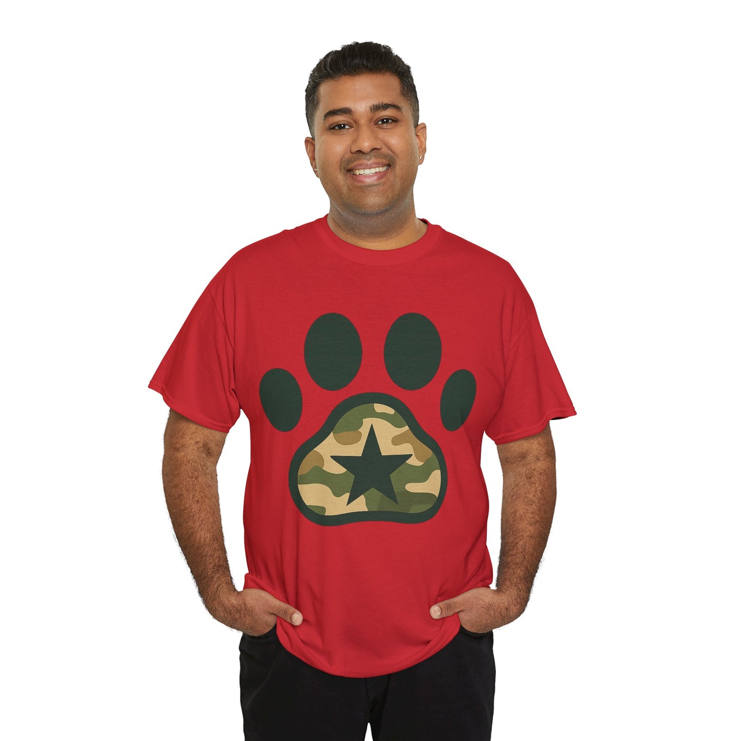 Camo Paw Print Tee, Animal Lover Shirt, Unisex Cotton T-Shirt, Pet Owner Gift, Casual Wear, Nature-Themed Apparel