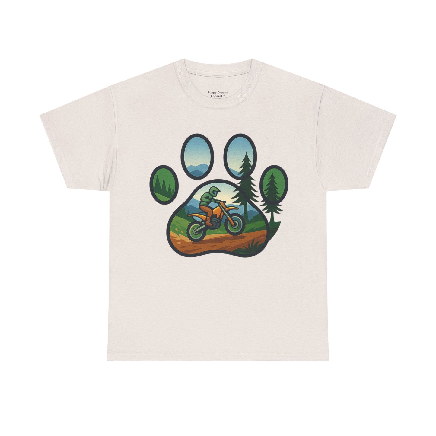 Adventure Paw Print T-Shirt, Unisex Cotton Tee, Outdoor Enthusiast Gift, Nature Lover Shirt, Motorcycle Graphics Tee