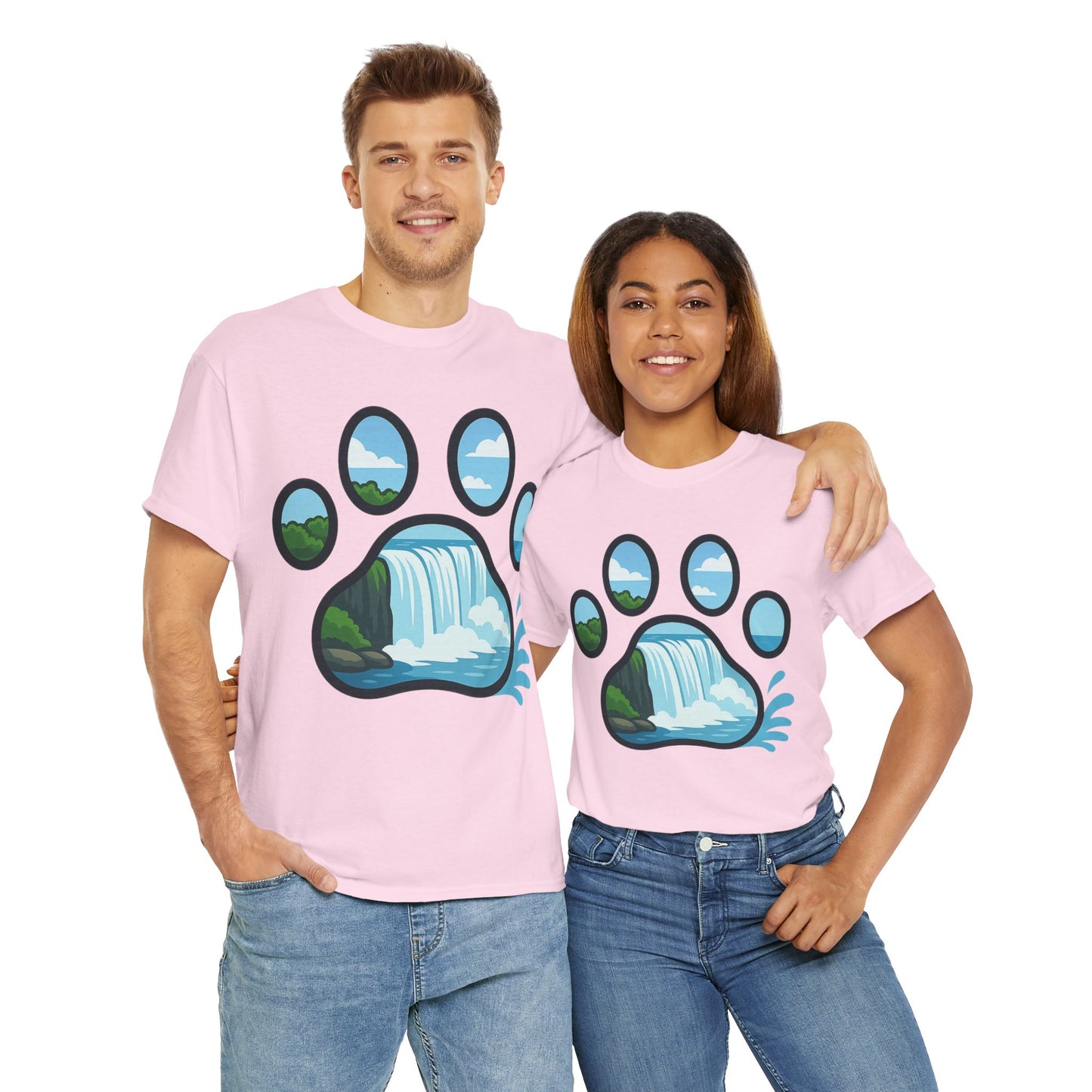Nature-Inspired Paw Print Tee, Unisex Heavy Cotton Tee, Cute Animal Shirt, Outdoor Lover Gift, Eco-Friendly Apparel, Casual Wear