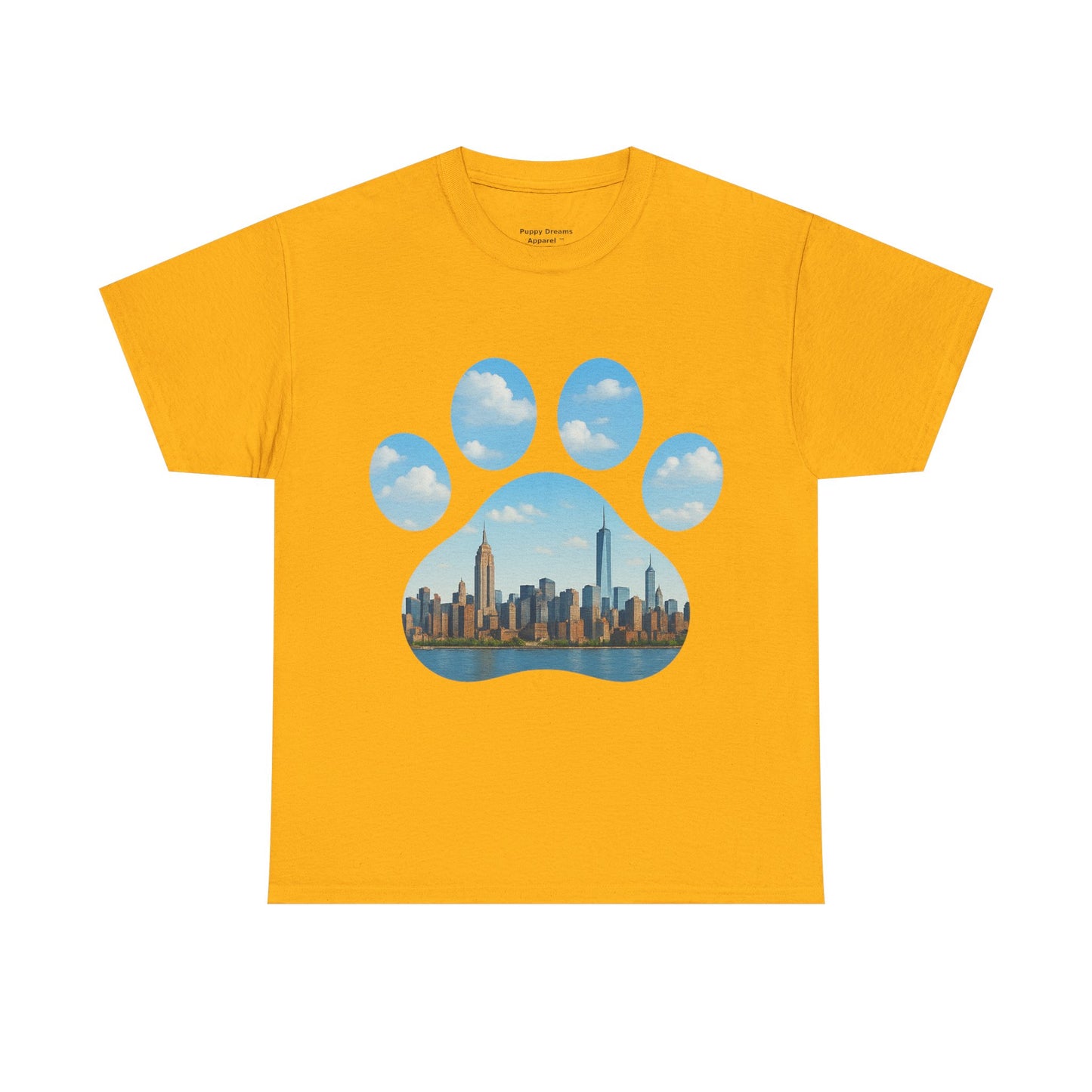 Cityscape Paw Print Unisex Heavy Cotton Tee, Dog Lover Gift, Casual Wear, Pet-Themed Apparel, Animal Lover Shirt, Nature-Inspired Tee