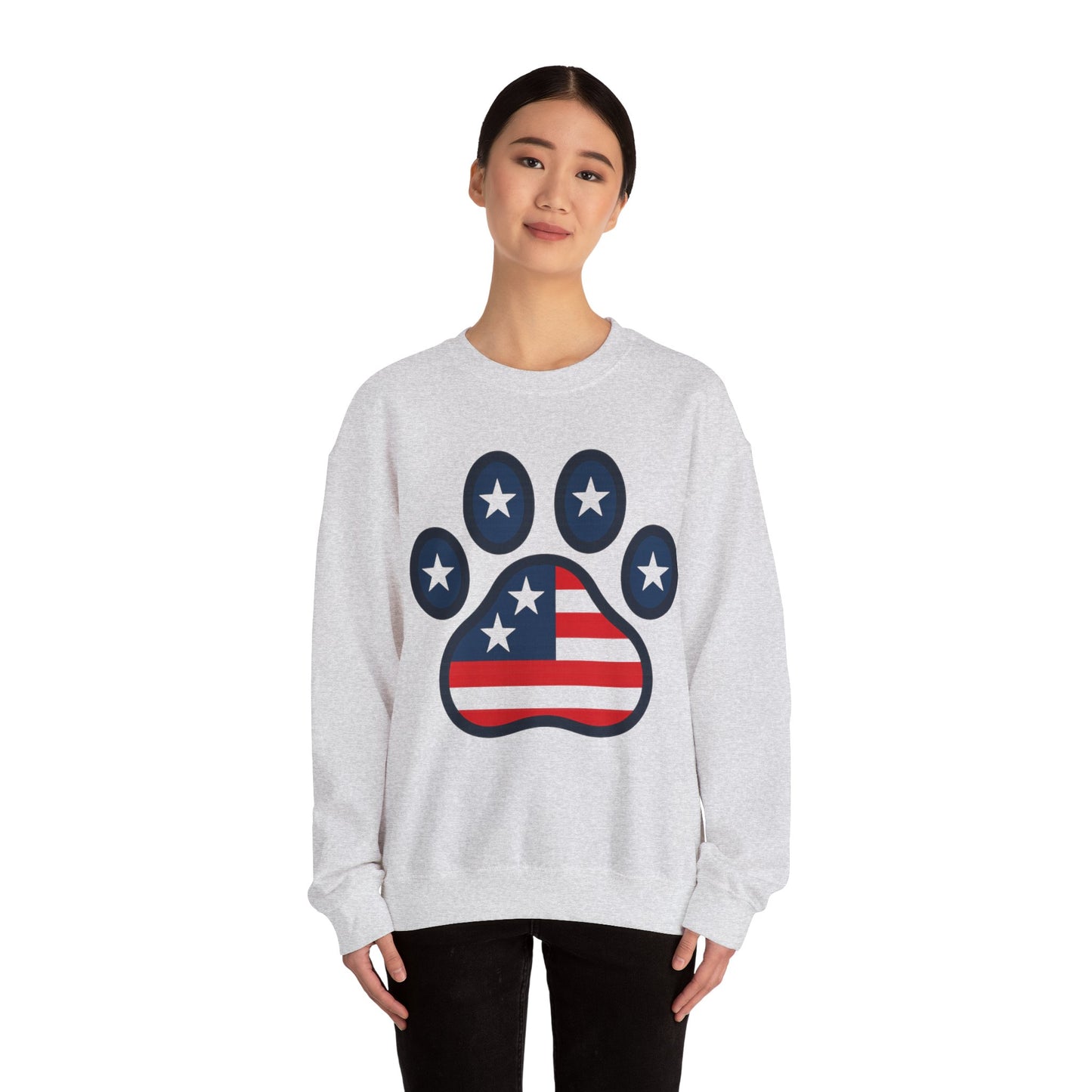 Patriotic Paw Print Crewneck Sweatshirt, Dog Lover Gift, USA Sweatshirt, Fourth of July Apparel, Animal Print Sweatshirt