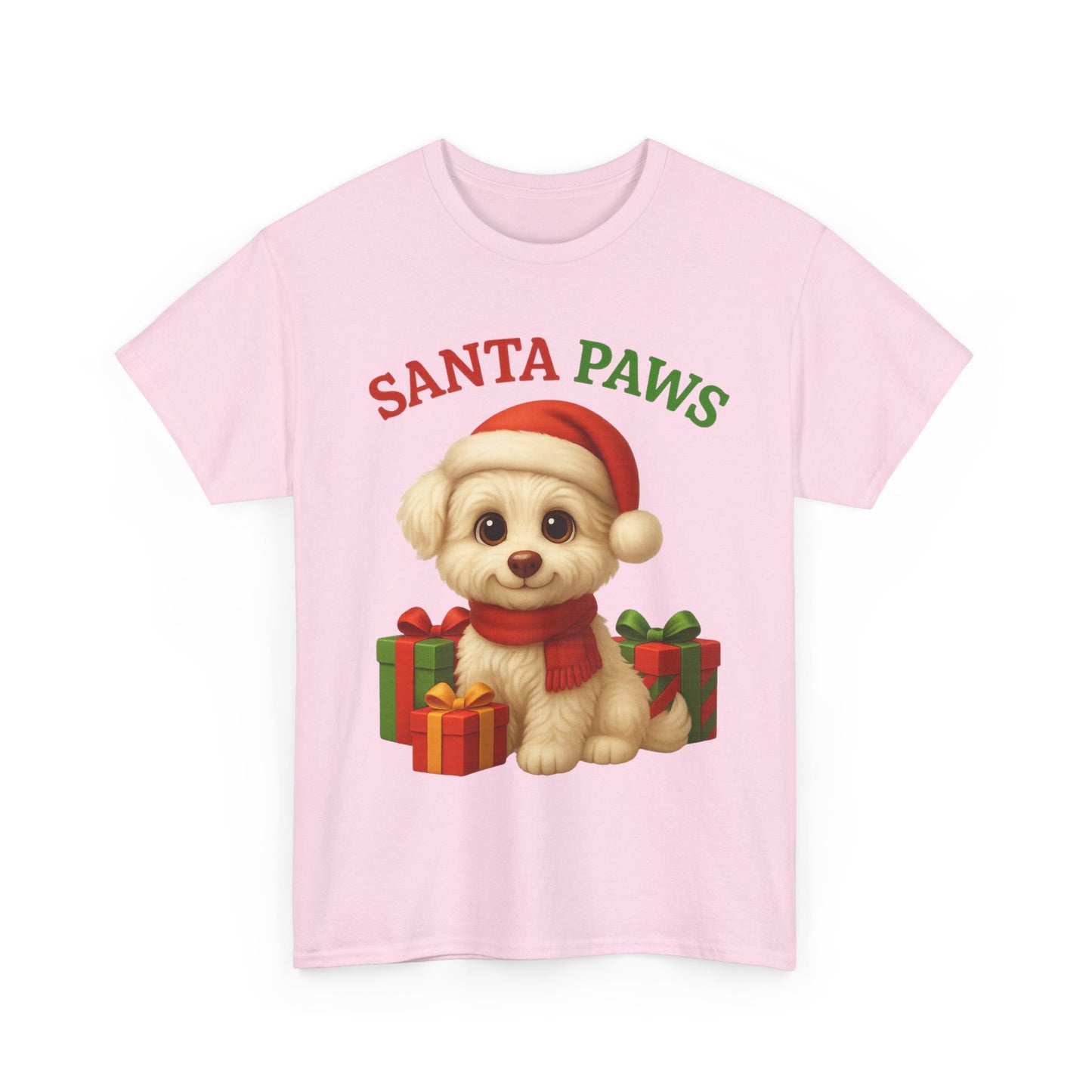 Santa Paws Unisex Heavy Cotton Tee - Festive Holiday Shirt, Christmas Dog Lovers, Pet Gifts, Cute Animal Apparel, Winter Tee