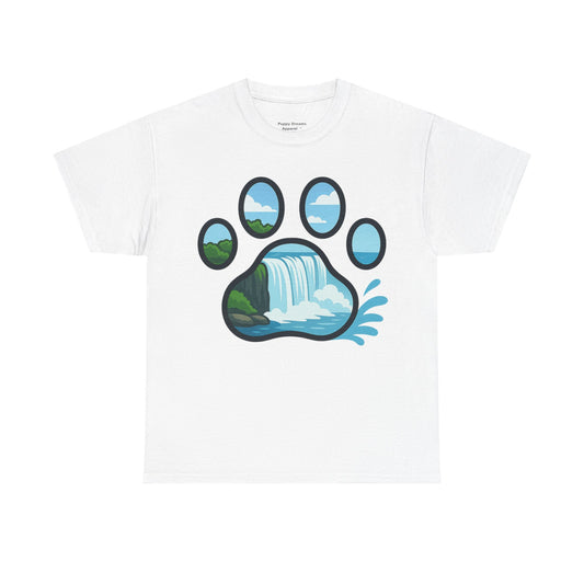 Nature-Inspired Paw Print Tee, Unisex Heavy Cotton Tee, Cute Animal Shirt, Outdoor Lover Gift, Eco-Friendly Apparel, Casual Wear