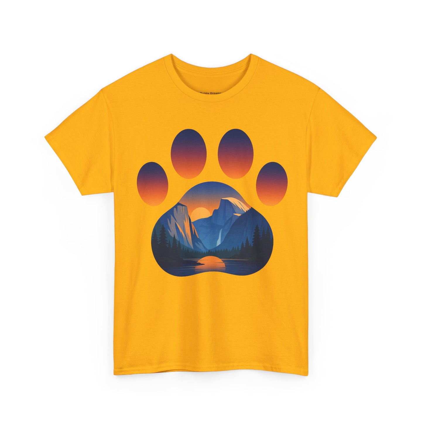 Mountain Sunset Paw Print Tee for Animal Lovers, Unisex Cotton Shirt, Gift for Pet Owners, Nature-Themed T-Shirt, Casual Wear