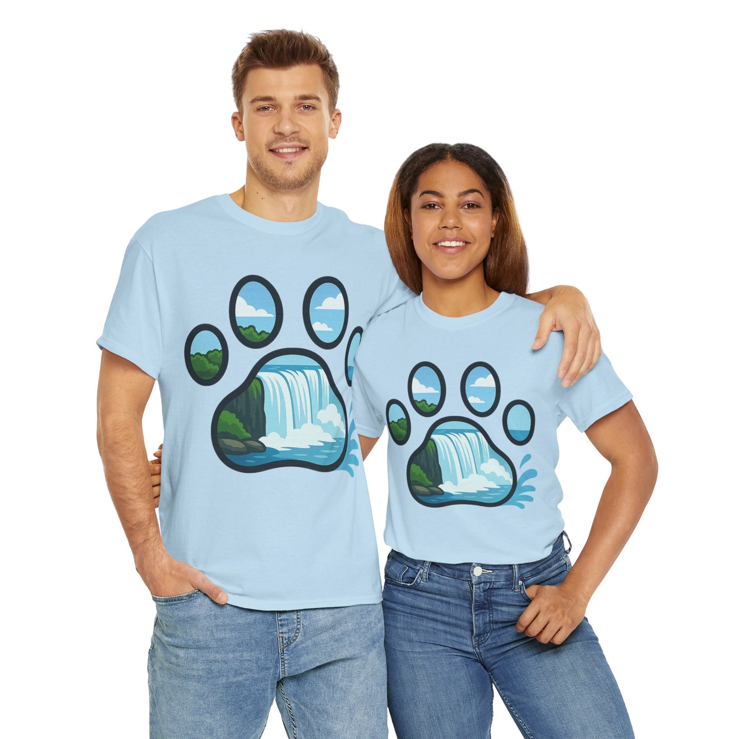 Nature-Inspired Paw Print Tee, Unisex Heavy Cotton Tee, Cute Animal Shirt, Outdoor Lover Gift, Eco-Friendly Apparel, Casual Wear