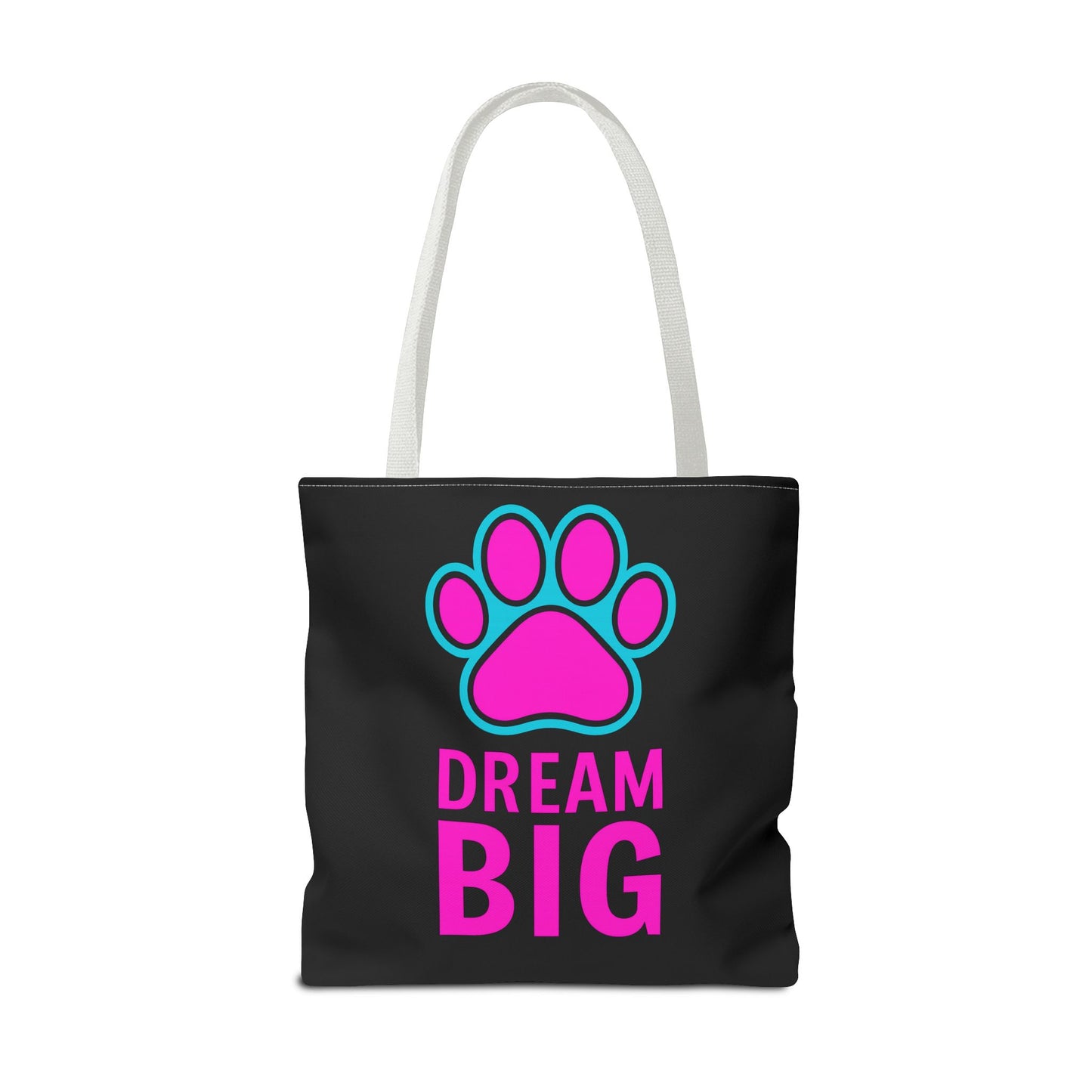 Dream Big Paw Print Tote Bag, Cute Dog Lover Gift, Pet Mom Accessory, Reusable Shopping Bag, Inspirational Dog Tote