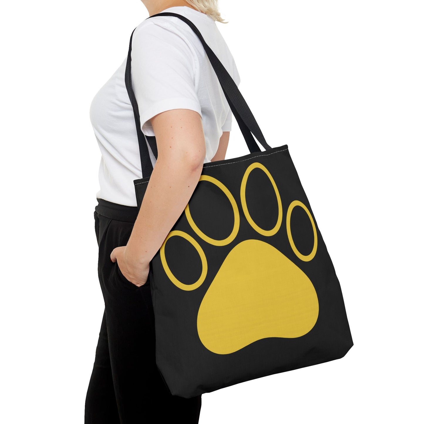 Custom Pet Lover Tote Bag, Yellow Paw Print, Eco-Friendly Bag, Gift for Pet Parents, Dog Mom Bag, Animal Lover Bag
