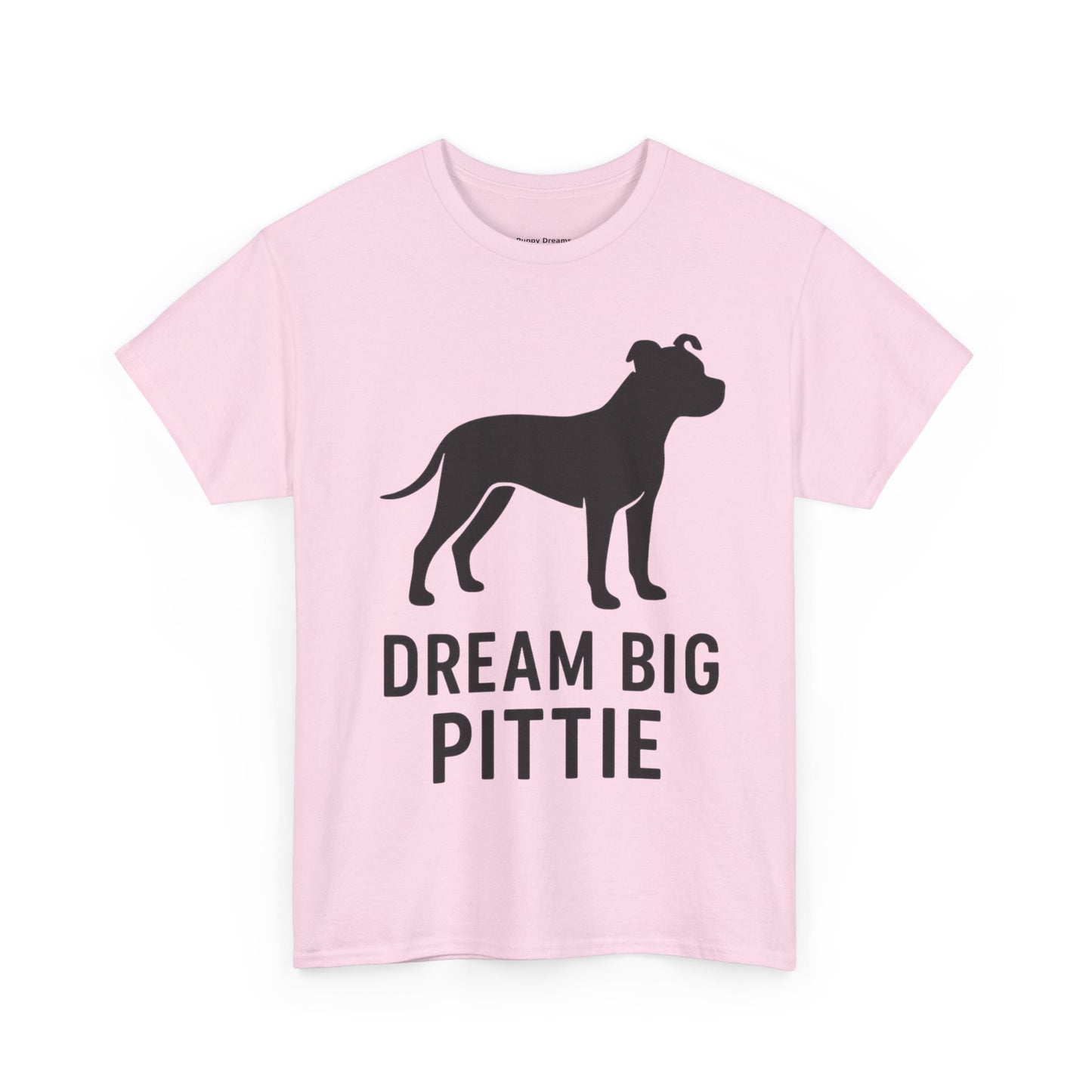 Unisex Heavy Cotton Tee with 'Dream Big Pittie' Design, Pet Lover Shirt, Gifts for Dog Owners, Animal Rescue Apparel, Dog Mom Gift