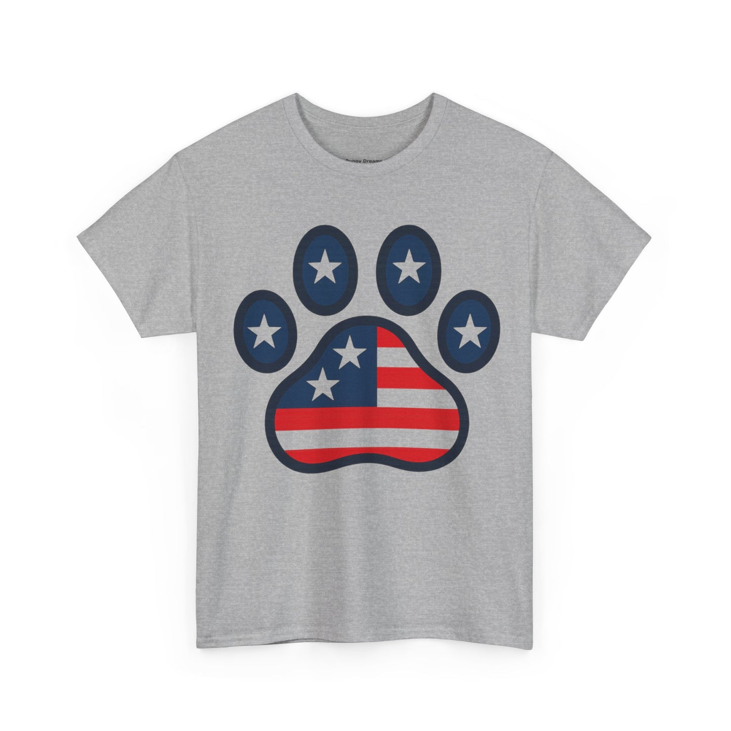 Patriotic Paw Print Tee, Cute Pet Lover T-shirt, Fashion Gift for Dog Owners, 4th of July Shirt, Casual Cotton Top