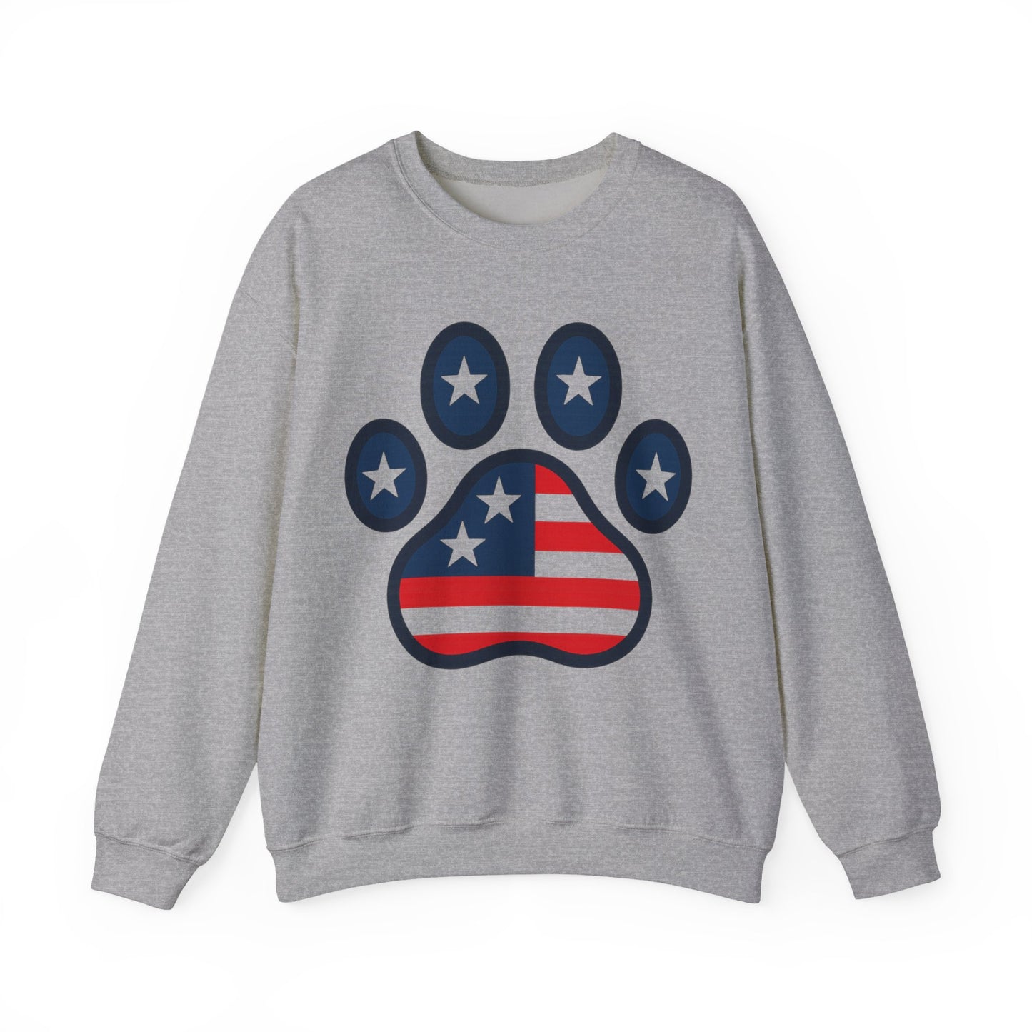 Patriotic Paw Print Crewneck Sweatshirt, Dog Lover Gift, USA Sweatshirt, Fourth of July Apparel, Animal Print Sweatshirt