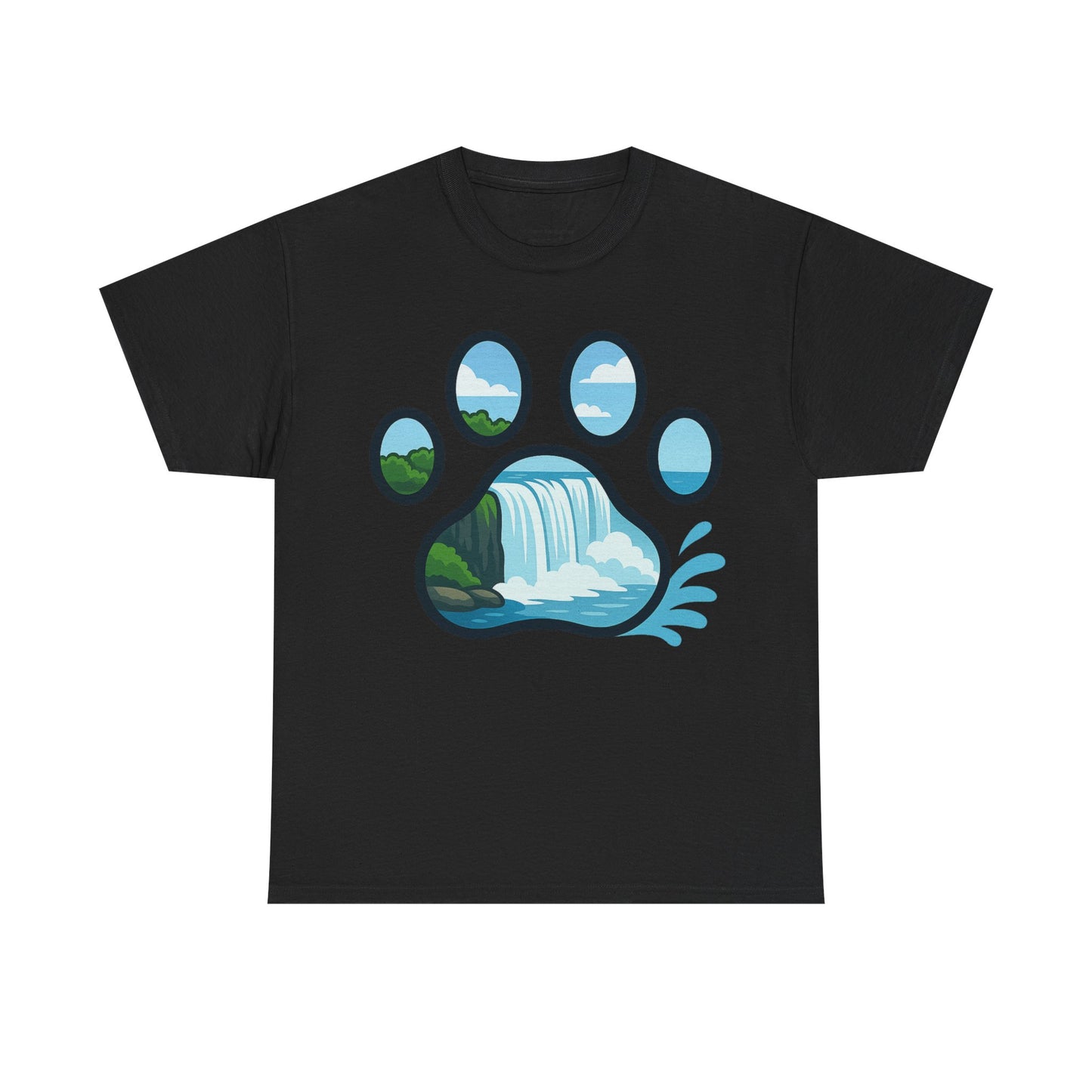 Nature-Inspired Paw Print Tee, Unisex Heavy Cotton Tee, Cute Animal Shirt, Outdoor Lover Gift, Eco-Friendly Apparel, Casual Wear