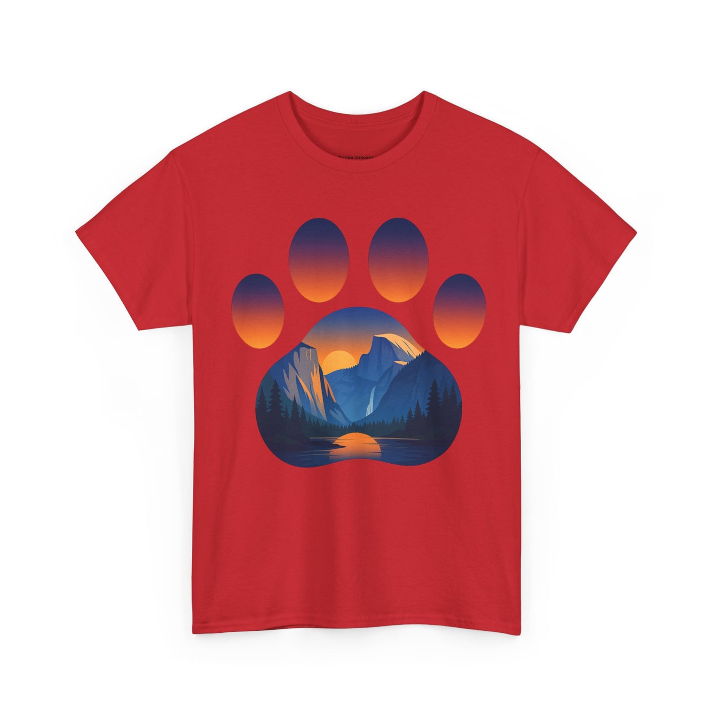 Mountain Sunset Paw Print Tee for Animal Lovers, Unisex Cotton Shirt, Gift for Pet Owners, Nature-Themed T-Shirt, Casual Wear