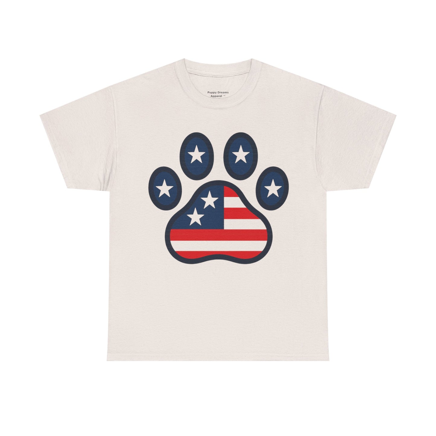 Patriotic Paw Print Tee, Cute Pet Lover T-shirt, Fashion Gift for Dog Owners, 4th of July Shirt, Casual Cotton Top