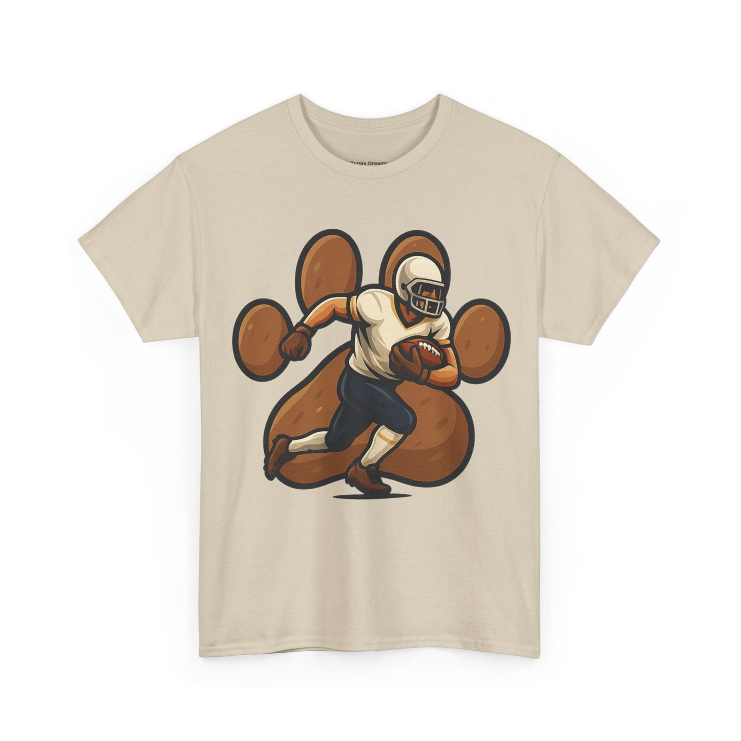 Football Paw Print Tee - Unisex Heavy Cotton T-Shirt, Sports Fan Gift, Game Day Apparel, Casual Wear, Team Spirit Tops