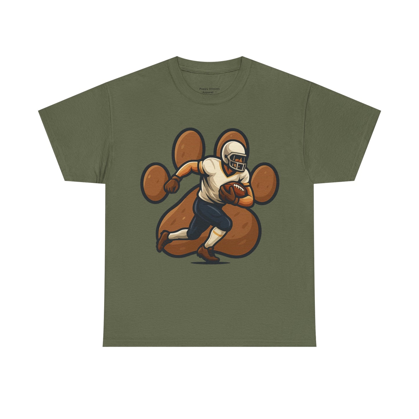 Football Paw Print Tee - Unisex Heavy Cotton T-Shirt, Sports Fan Gift, Game Day Apparel, Casual Wear, Team Spirit Tops