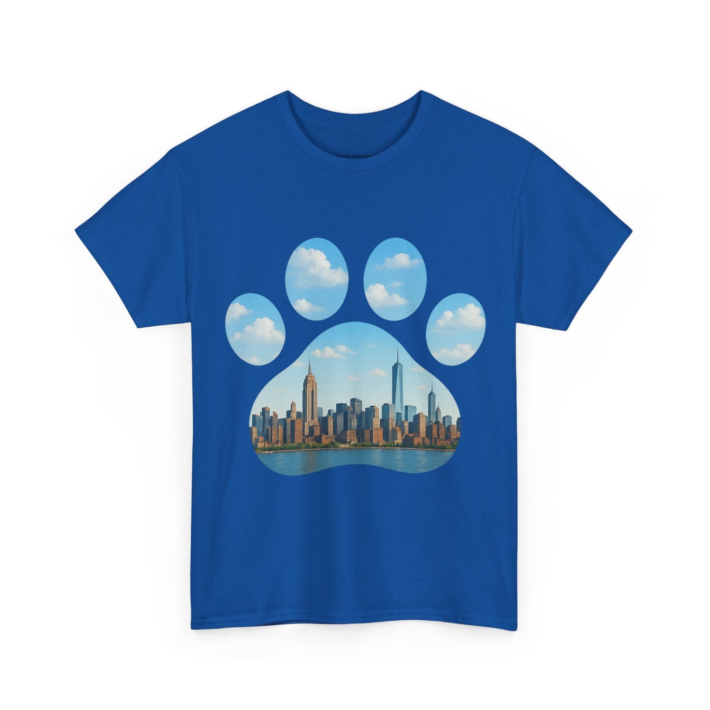 Cityscape Paw Print Unisex Heavy Cotton Tee, Dog Lover Gift, Casual Wear, Pet-Themed Apparel, Animal Lover Shirt, Nature-Inspired Tee