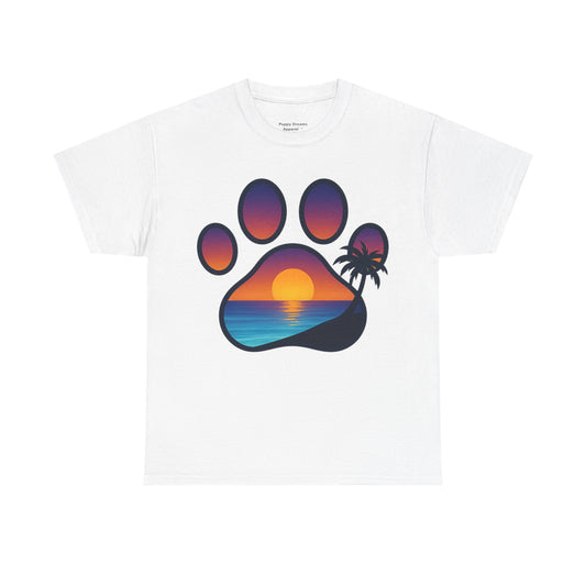 Sunset Beach Paw Print Tee | Pet Lovers Shirt, Gift for Dog Owners, Casual Wear, Summer Vibes, Animal Lover Apparel