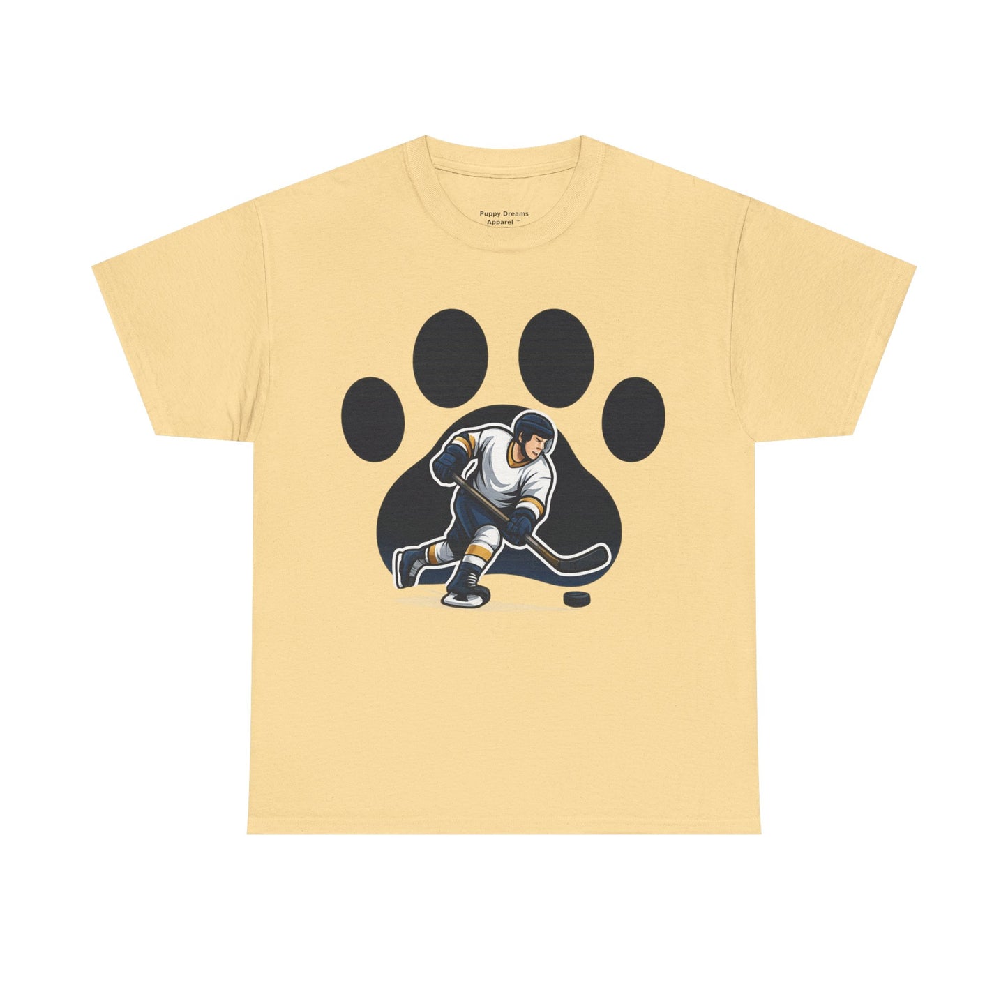 Hockey Paw Print Tee - Perfect for Ice Hockey Fans, Game Day Wear, Sports Events, Gifts for Athletes, Unisex Heavy Cotton T-Shirt