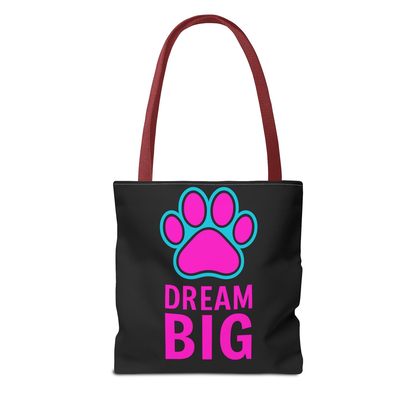 Dream Big Paw Print Tote Bag, Cute Dog Lover Gift, Pet Mom Accessory, Reusable Shopping Bag, Inspirational Dog Tote