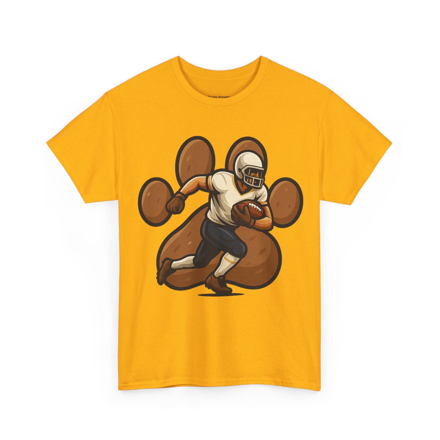 Football Paw Print Tee - Unisex Heavy Cotton T-Shirt, Sports Fan Gift, Game Day Apparel, Casual Wear, Team Spirit Tops
