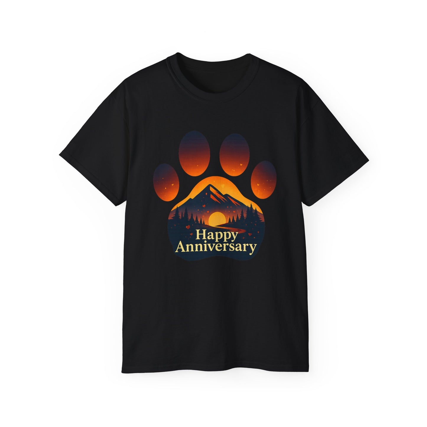 Happy Anniversary Paw Print Tee, Dog Lover Gift, Unisex Cotton T-Shirt, Pet Anniversary Apparel, Animal Lover Shirt